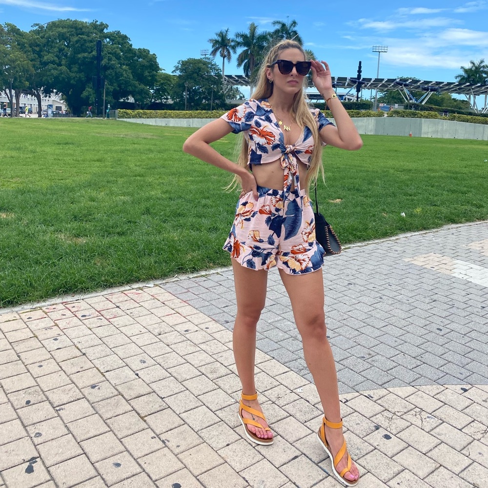 Two piece multi floral set